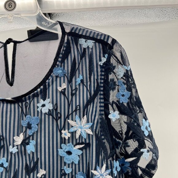 Christopher & Banks Petite Embroidered Floral Layered Top Blue/Multi Size Large - Picture 4 of 9